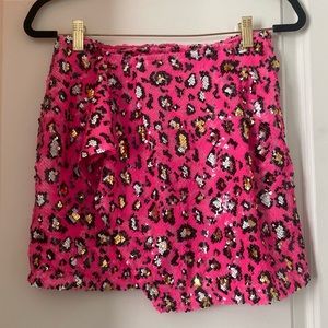 Superdown Sequin Leopard Skirt